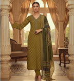 Pashmina Suit With Neckline Work