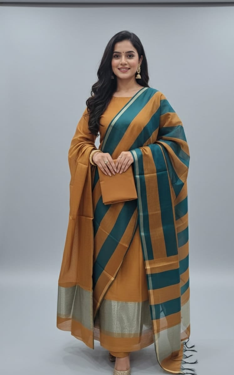 Maheswari Suits With Tissue Dupatta