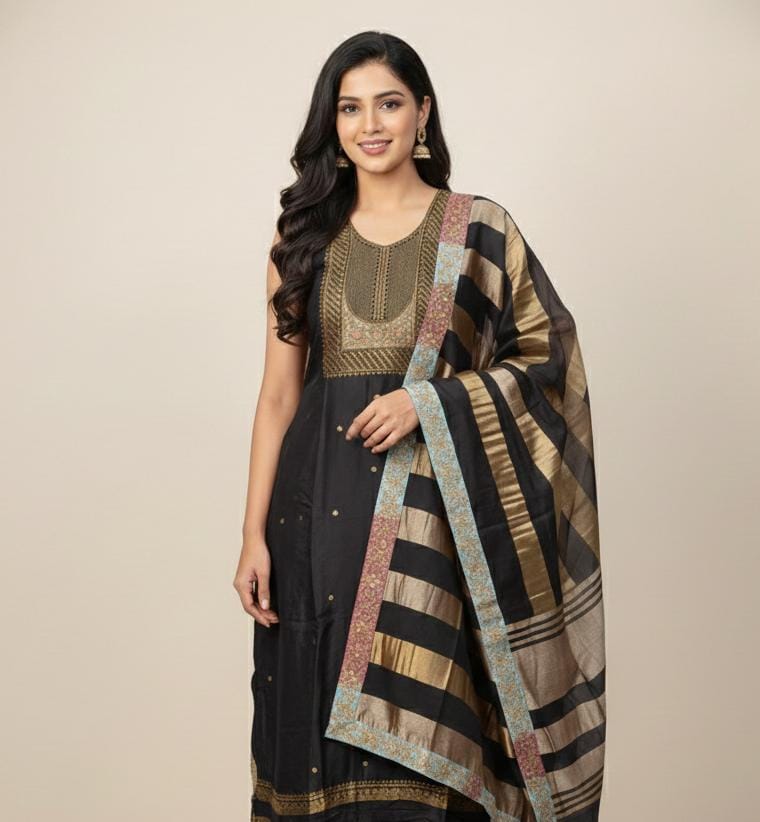 Upaada Silk With Pashmina Jaamawar