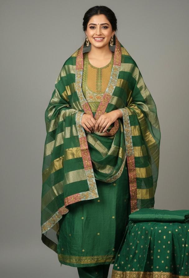 Upaada Silk With Pashmina Jaamawar