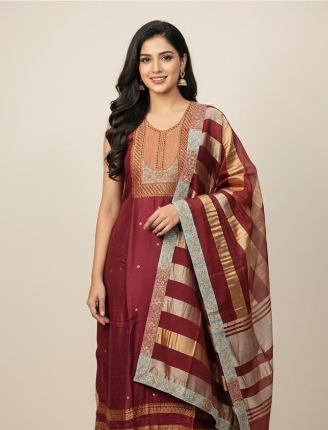 Upaada Silk With Pashmina Jaamawar