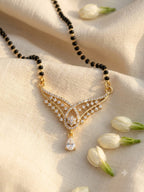 Arched V-Crisscross American Diamond Solitaire Mangalsutra