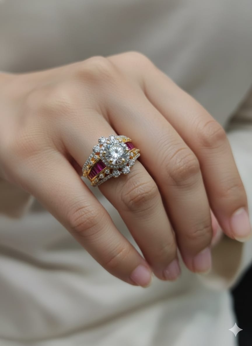 Solitaire Diamond & Ruby Channel Accent Royal Ring