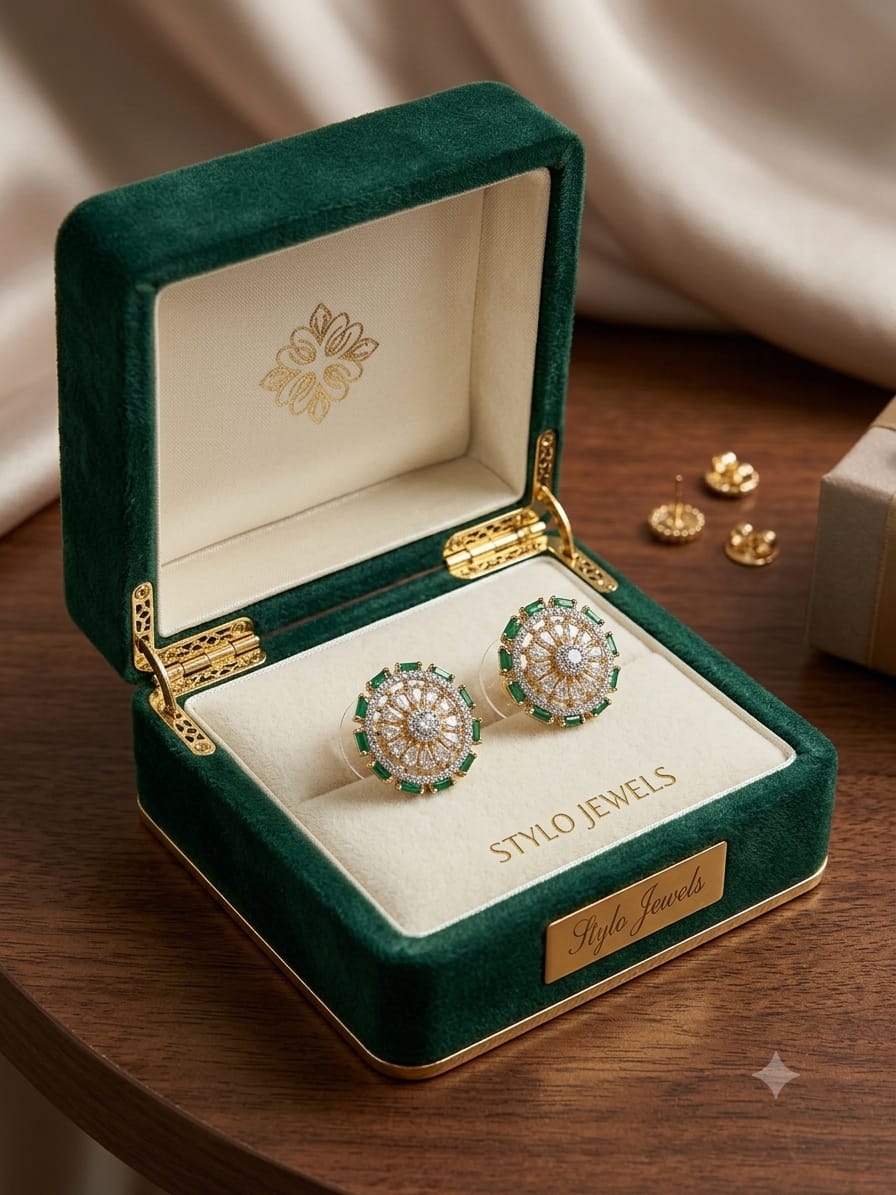Stylo Jewels Royal Emerald Baguette Halo Cocktail Tops