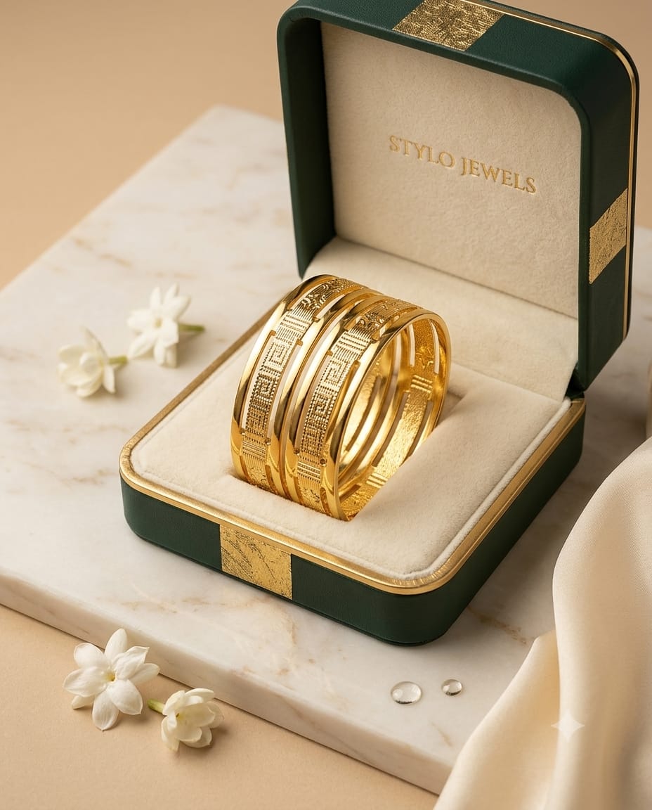 Stylo Jewels Traditional 22K Gold Plated Broad Kada Pair
