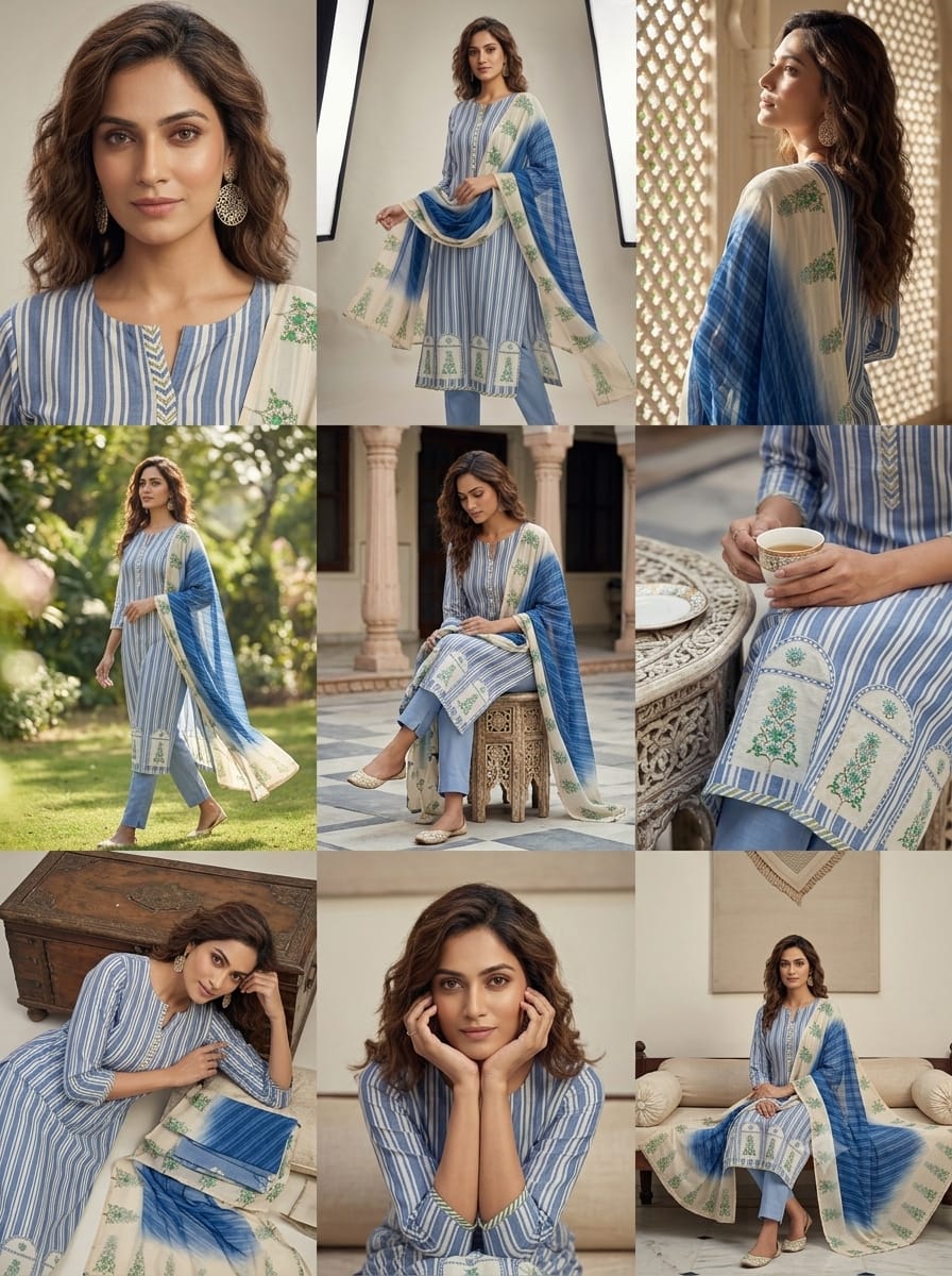 Muslin Suit With Organza dupatta