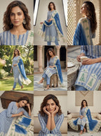 Muslin Suit With Organza dupatta