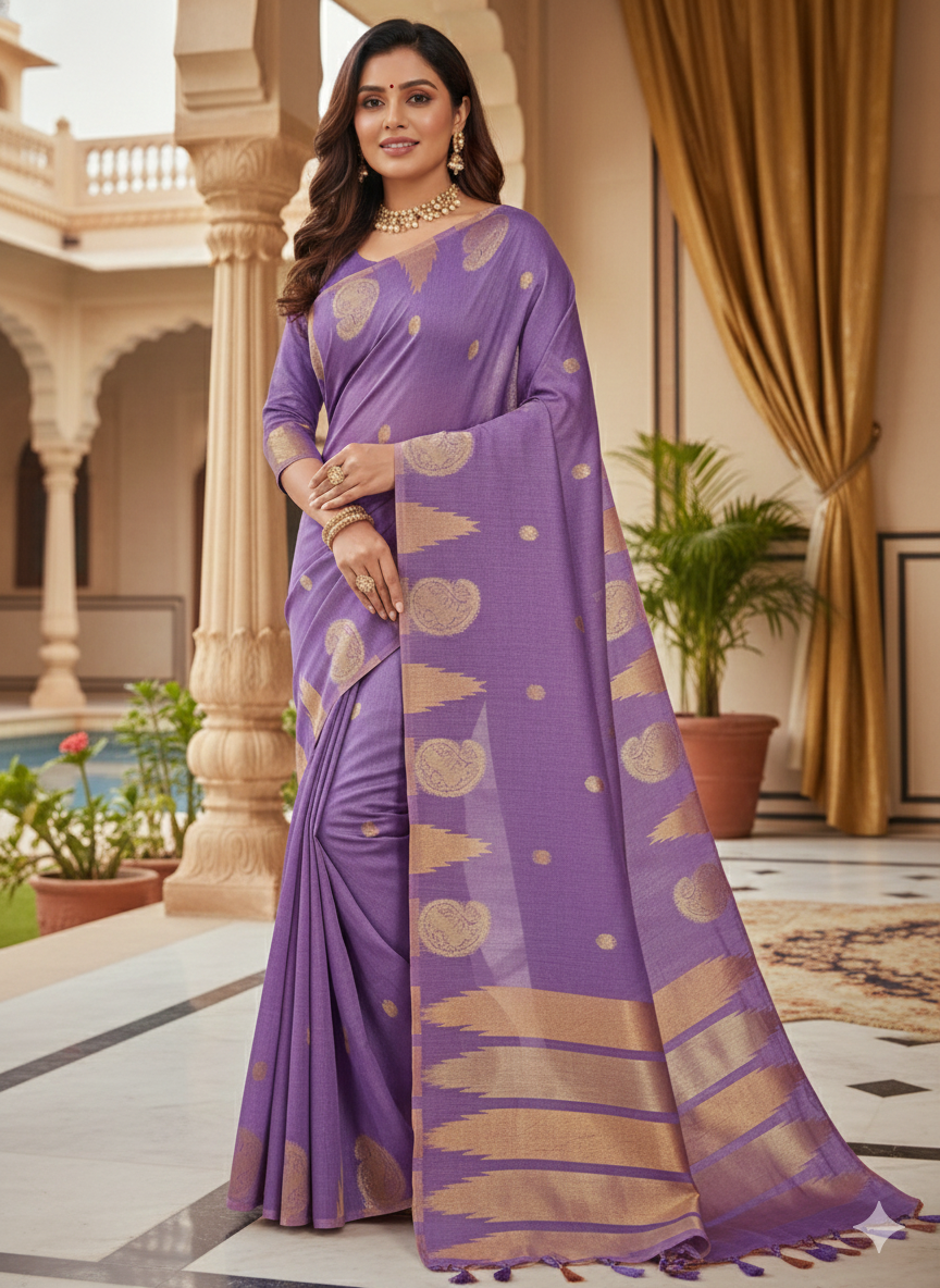 Chanderi Silk Saree with Tissue Borders