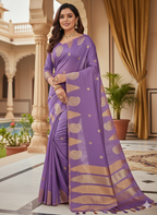 Chanderi Silk Saree with Tissue Borders