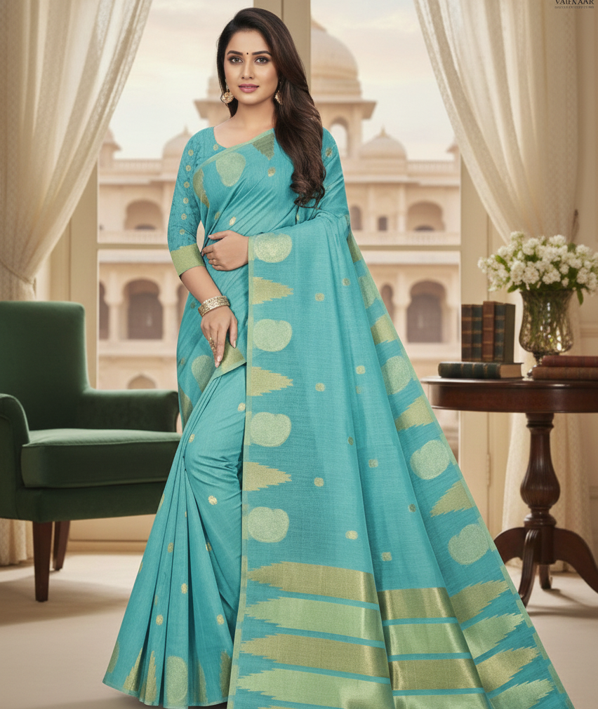 Chanderi Silk Saree with Tissue Borders