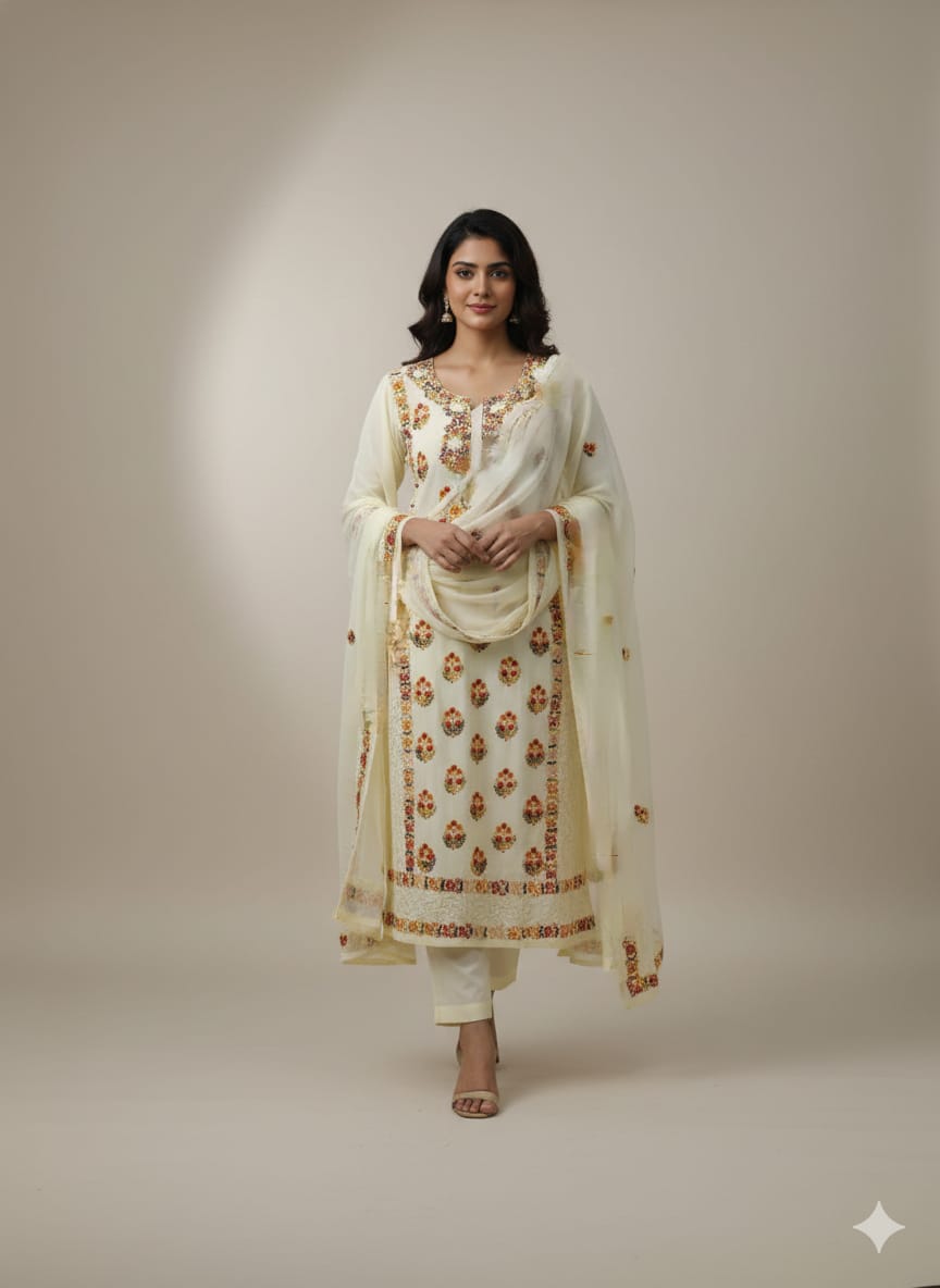 Georgette Suit With thread Embroidery