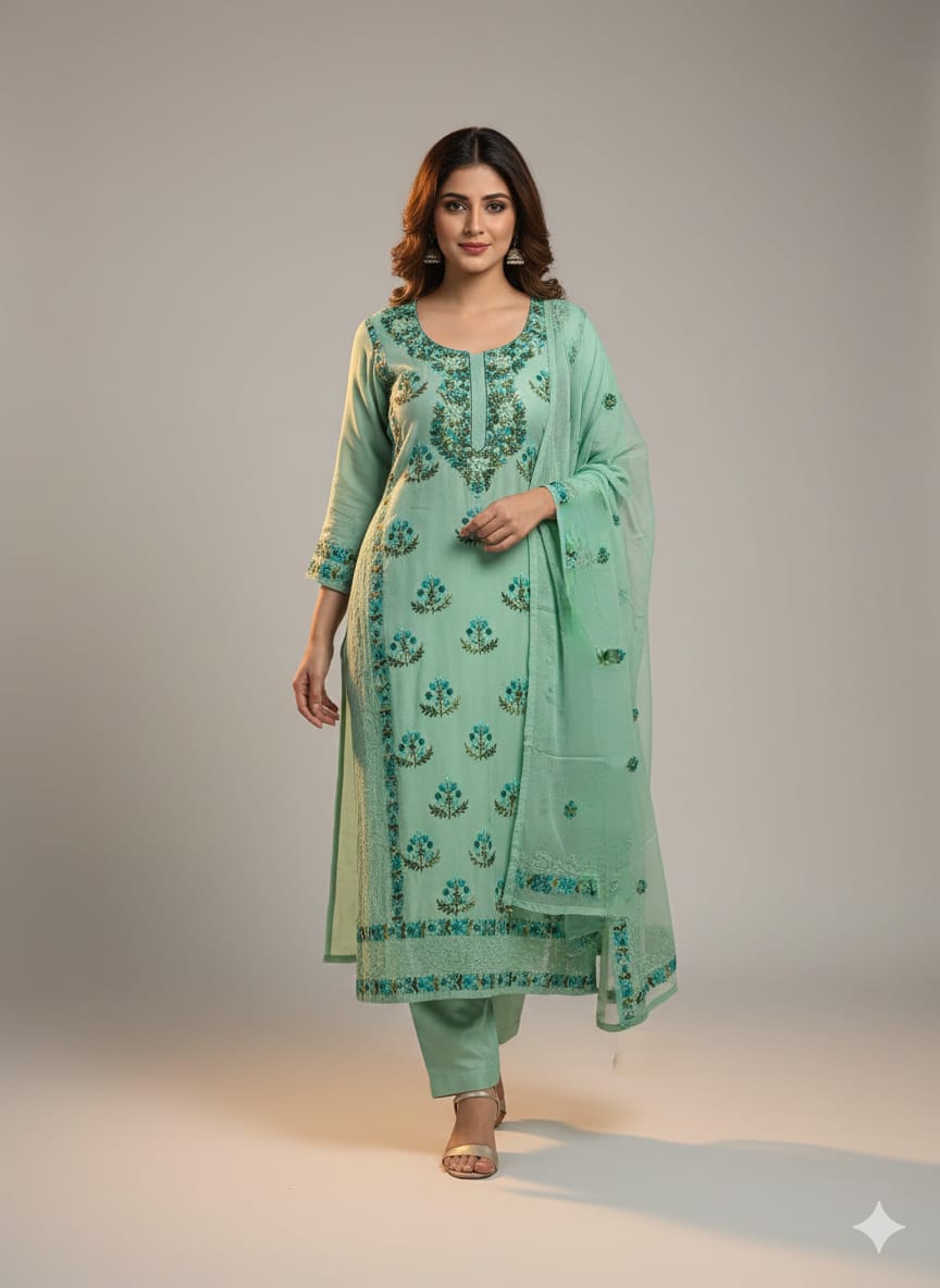 Georgette Suit With thread Embroidery