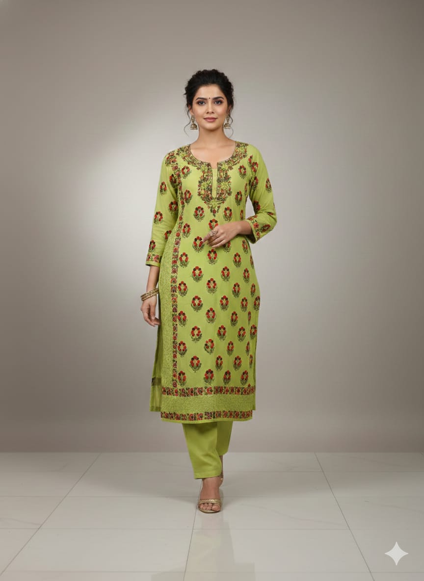 Georgette suit thread embroidery