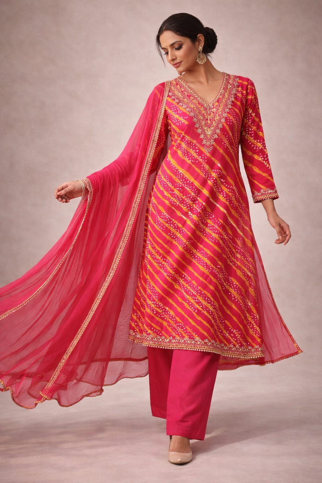 Cotton Suit With chiffon dupatta