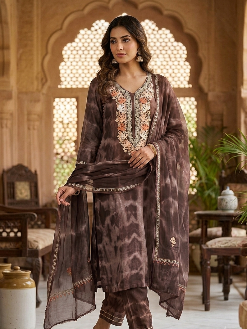 Georgette Suit With Kashmiri Work