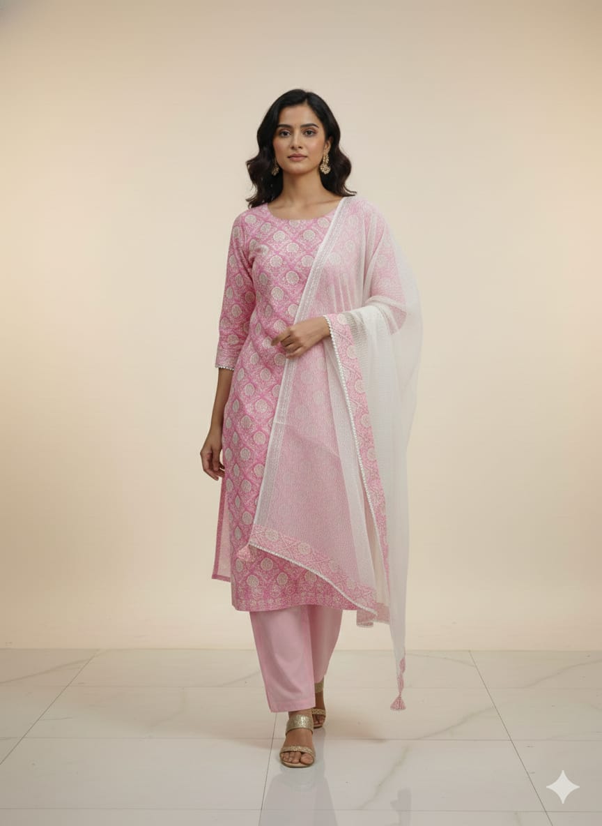 Cotton Suit With Kota Dori Dupatta