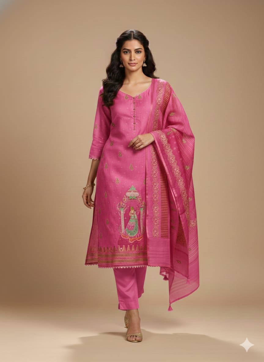 Maheswari Suit Gulabi Grace