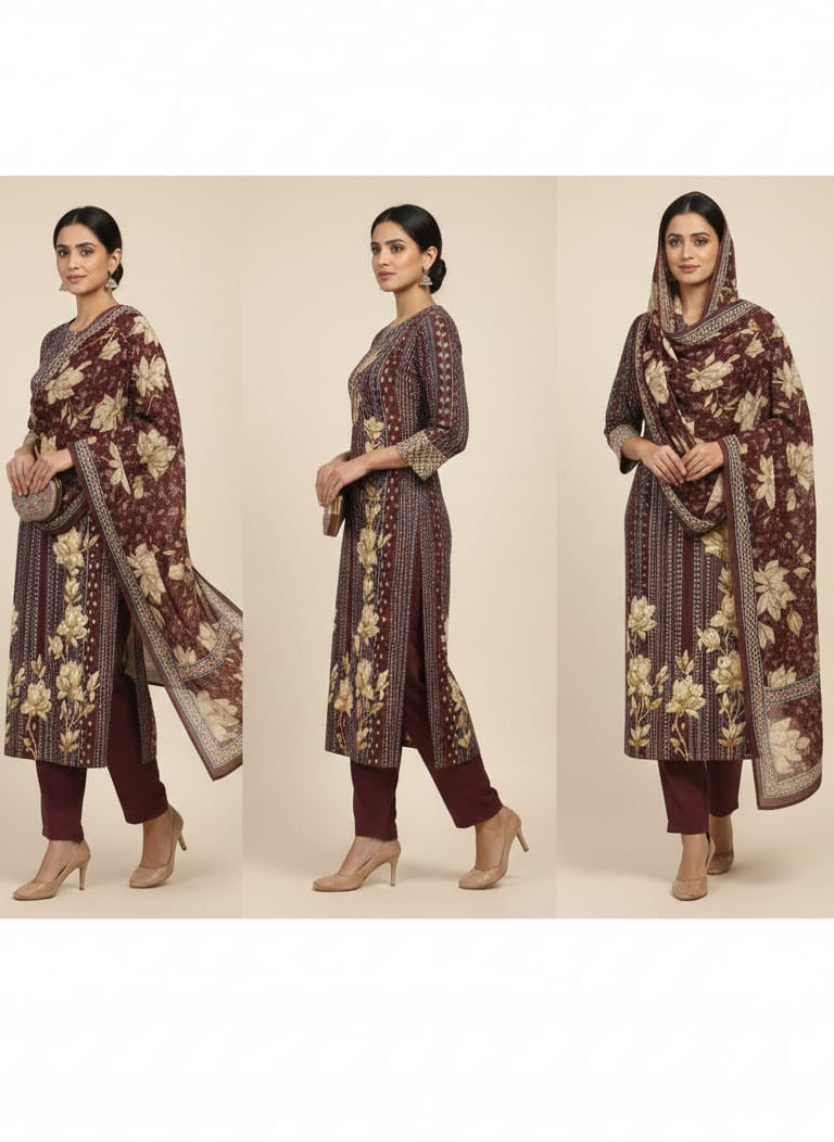 Cotton Suit With handwork highlight
