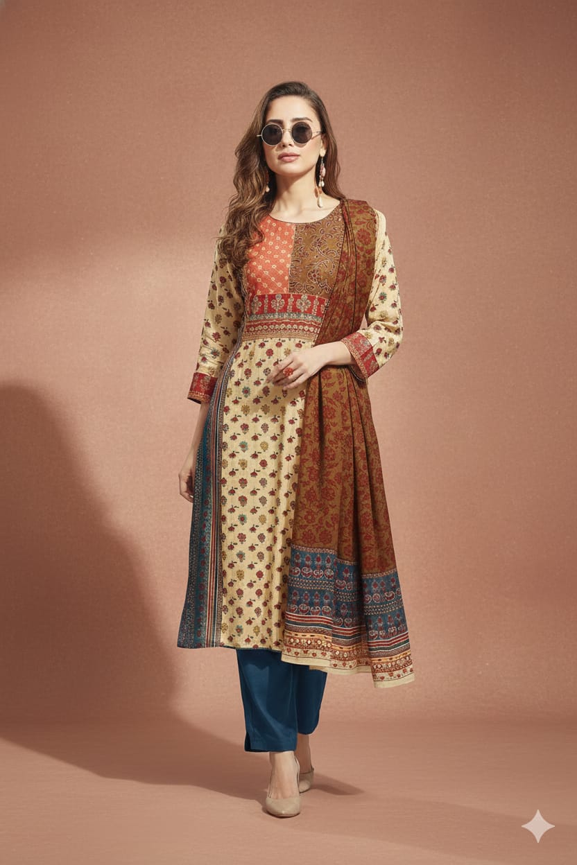 Muslin Suit With Muslin Dupatta