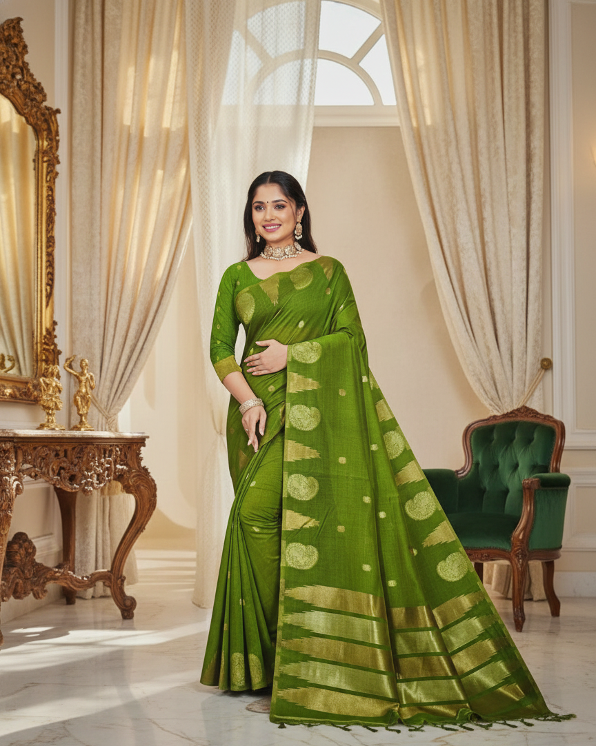Chanderi Silk Saree with Tissue Borders