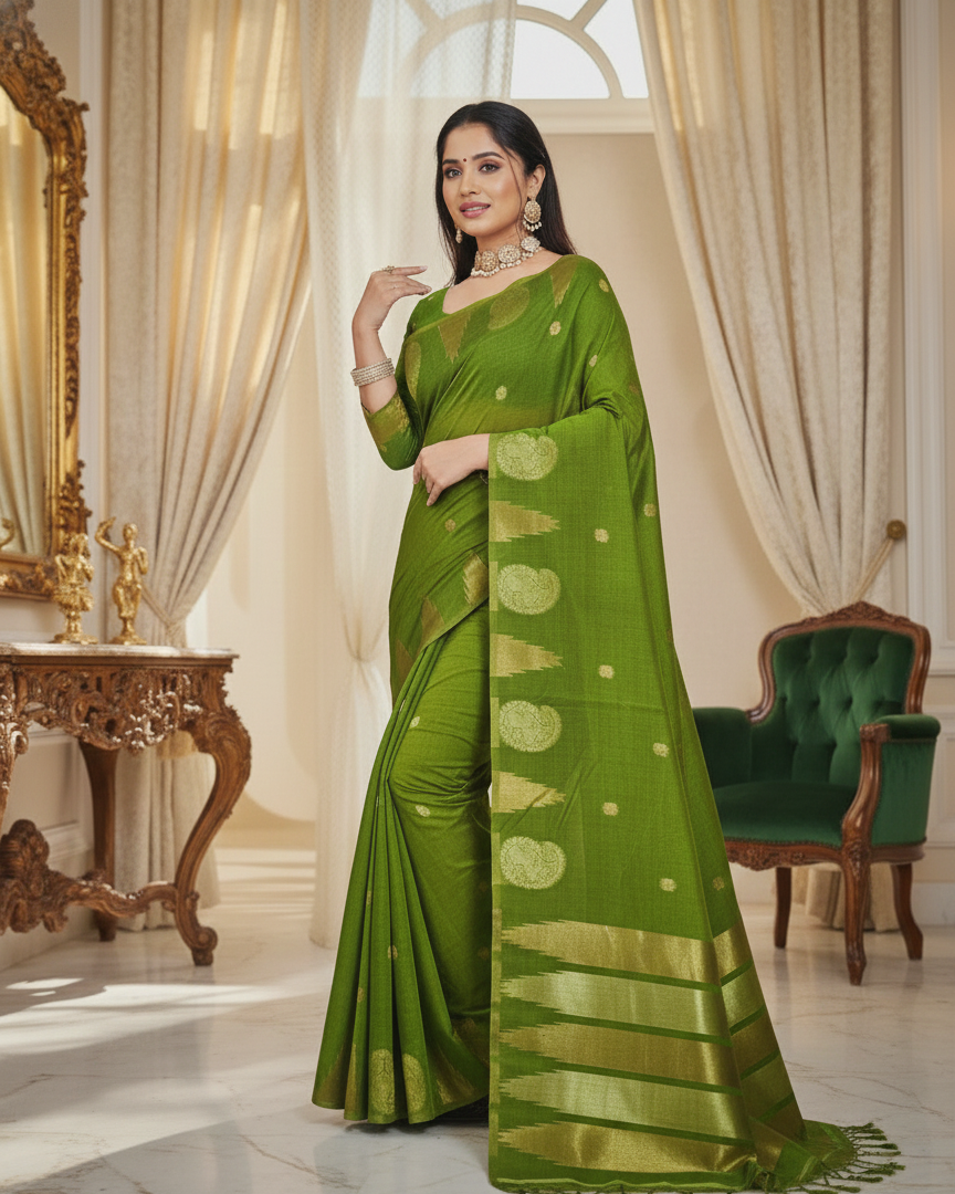 Chanderi Silk Saree with Tissue Borders