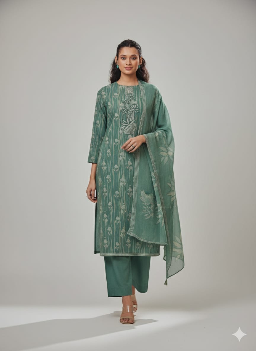 Cotton Suit With Chiffon Dupatta