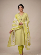 Cotton Suit With Brush Paint Dupatta