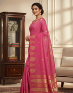 Chanderi Silk Saree with Tissue Borders