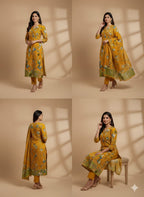 Cotton Printed Suit With Highlighted Work