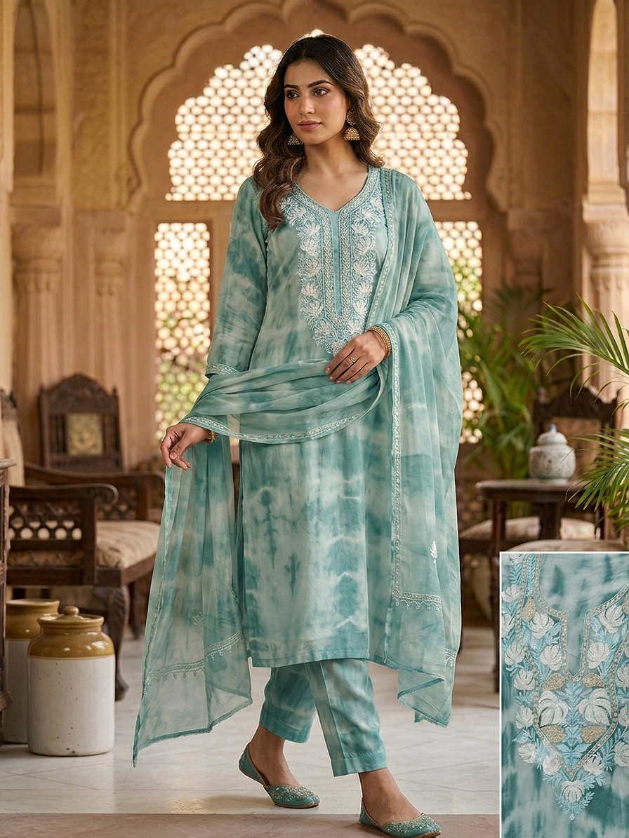 Georgette Suit With Kashmiri Work