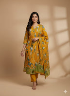 Cotton Printed Suit With Highlighted Work