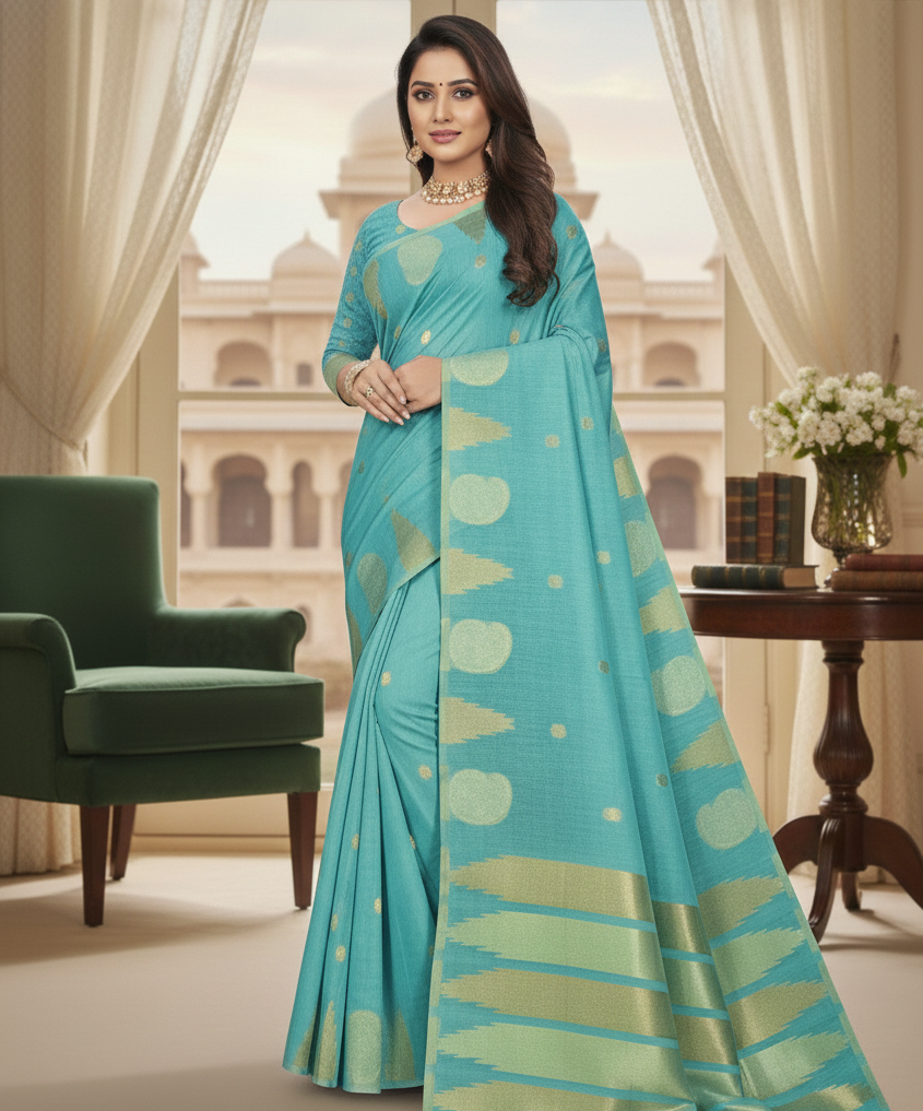 Chanderi Silk Saree with Tissue Borders