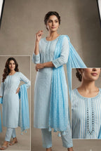Cotton Suit With Chiffon Dupatta