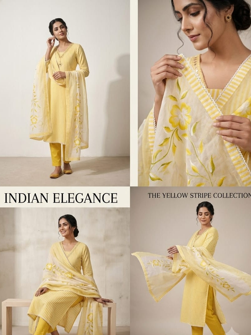 Cotton Suit With Brush Paint Dupatta
