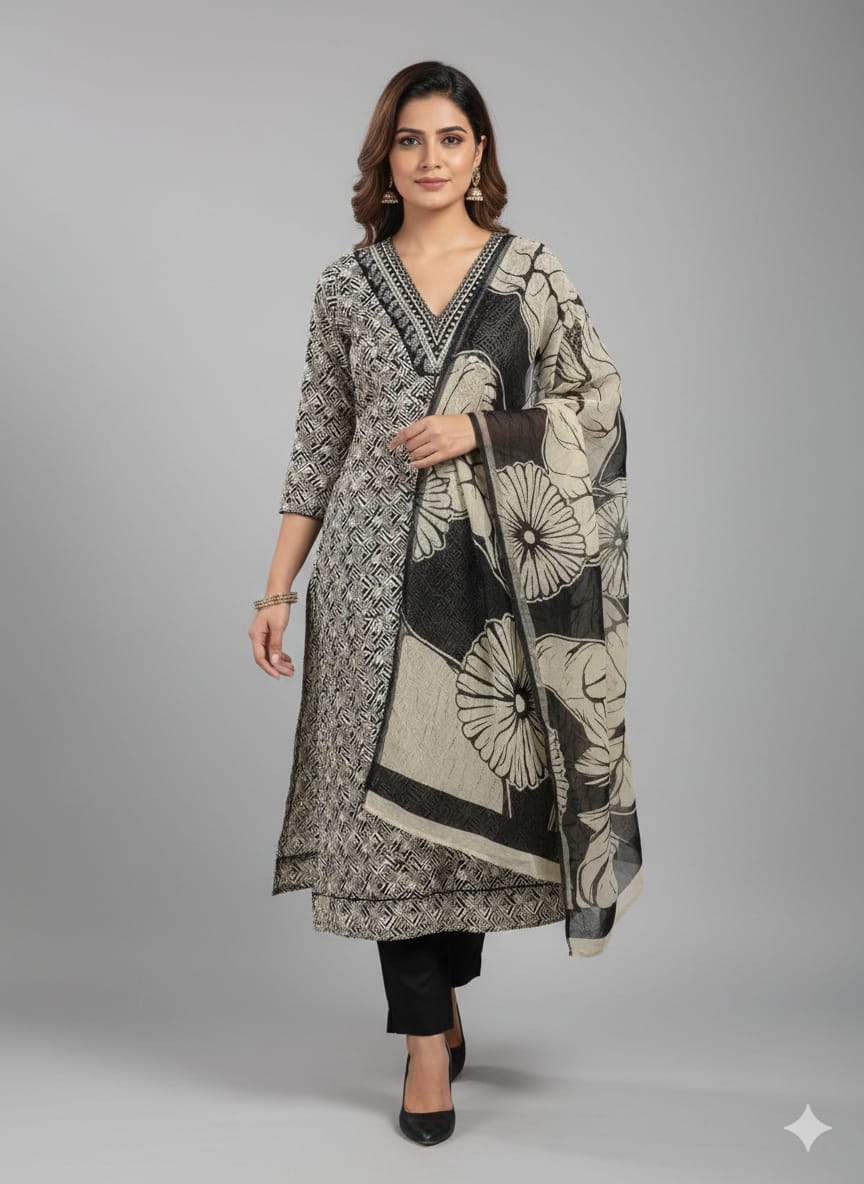 Pure Cotton Suit With Pure Chiffon Dupatta