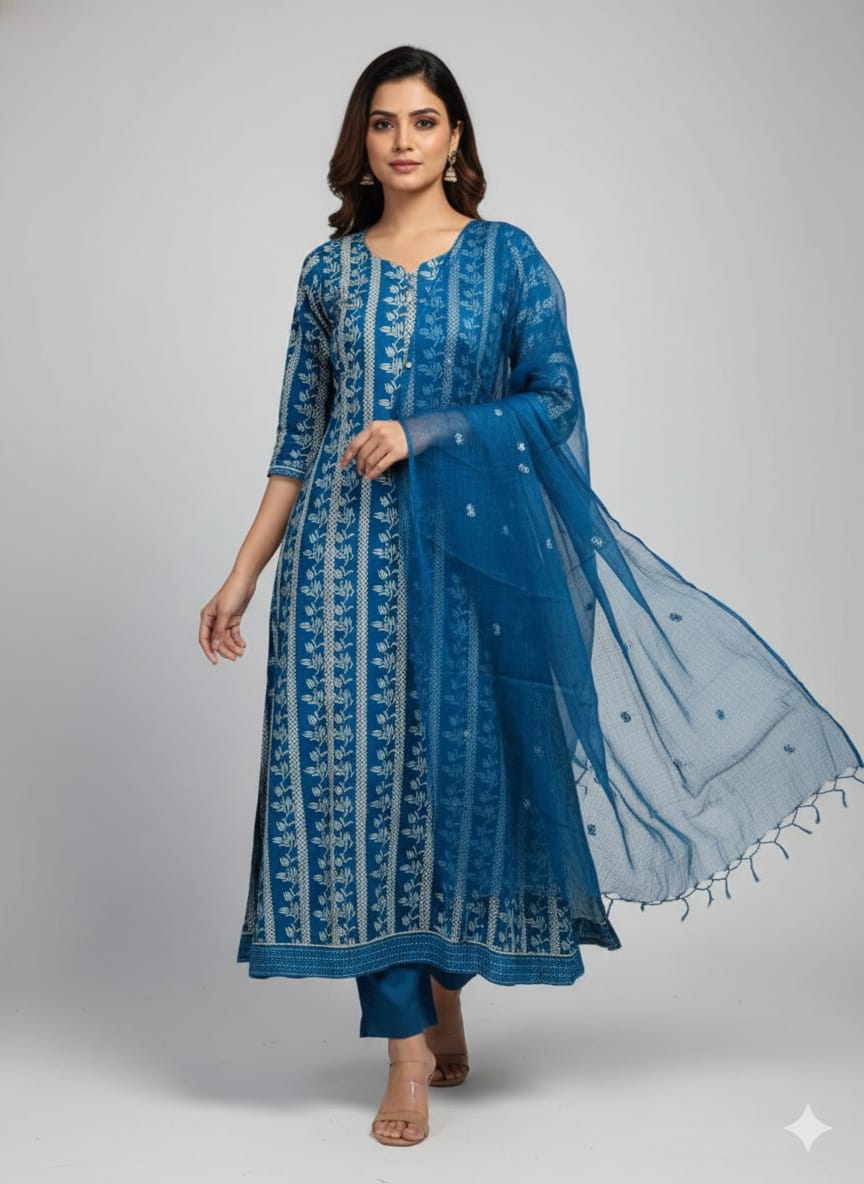 Cotton Suit With Kota Dupatta
