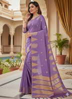 Chanderi Silk Saree with Tissue Borders