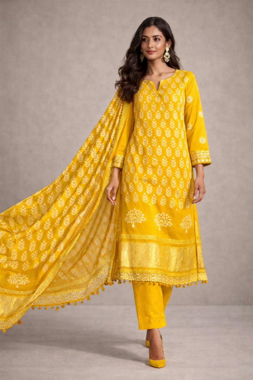 Muslin lagdapatti suit