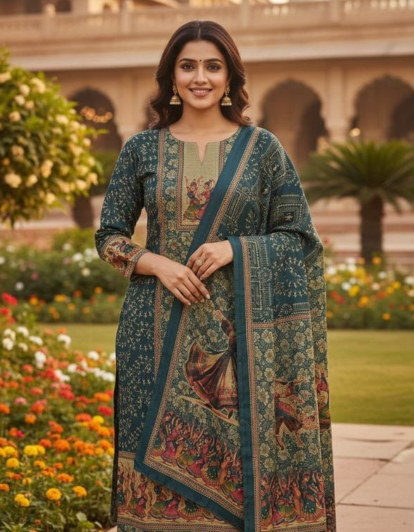 Pashmina With Warli Print