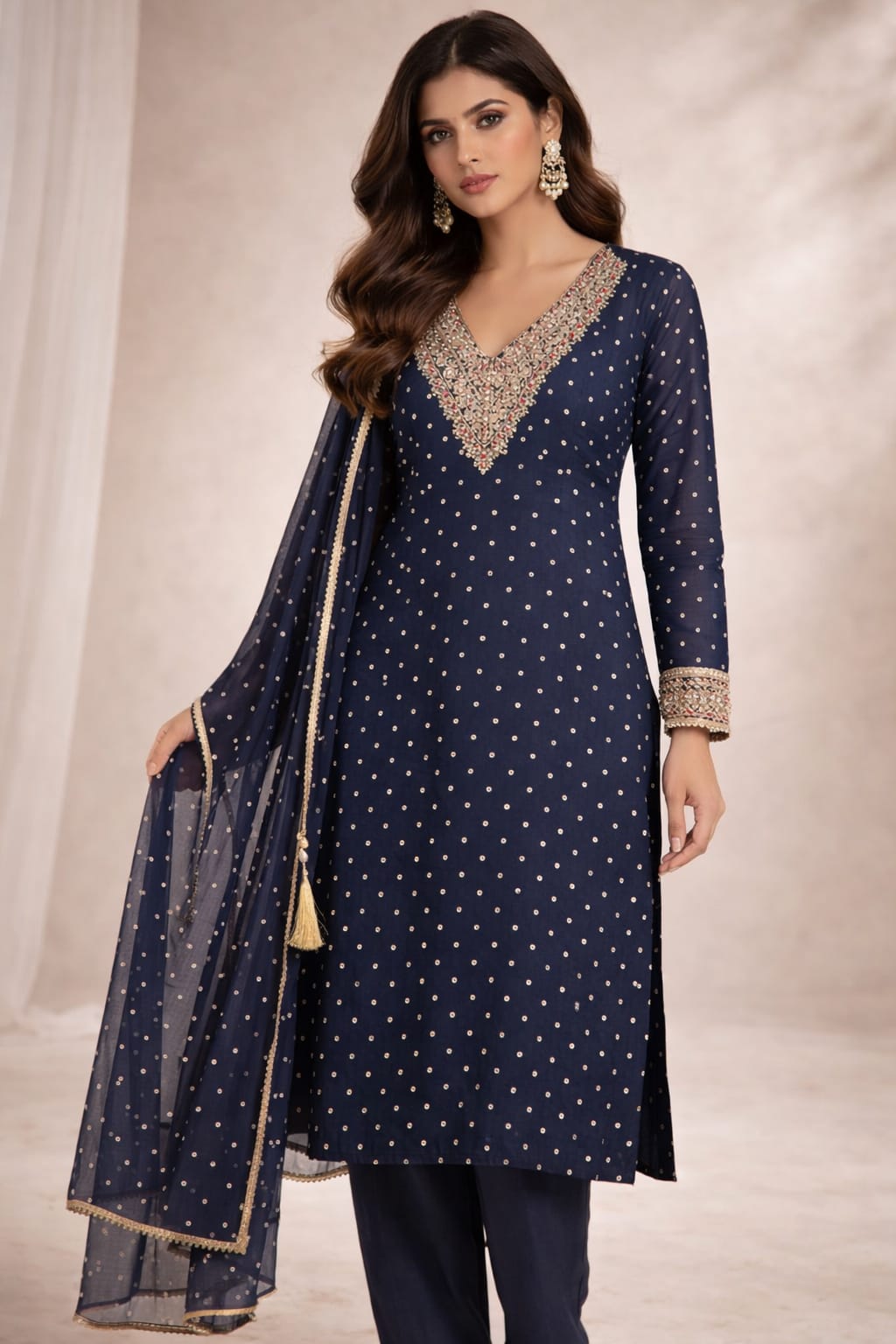 Muslin Suit With Chiffon Dupatta