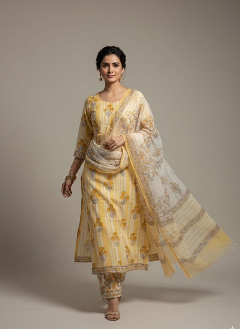Cotton Suit With Kota Dupatta