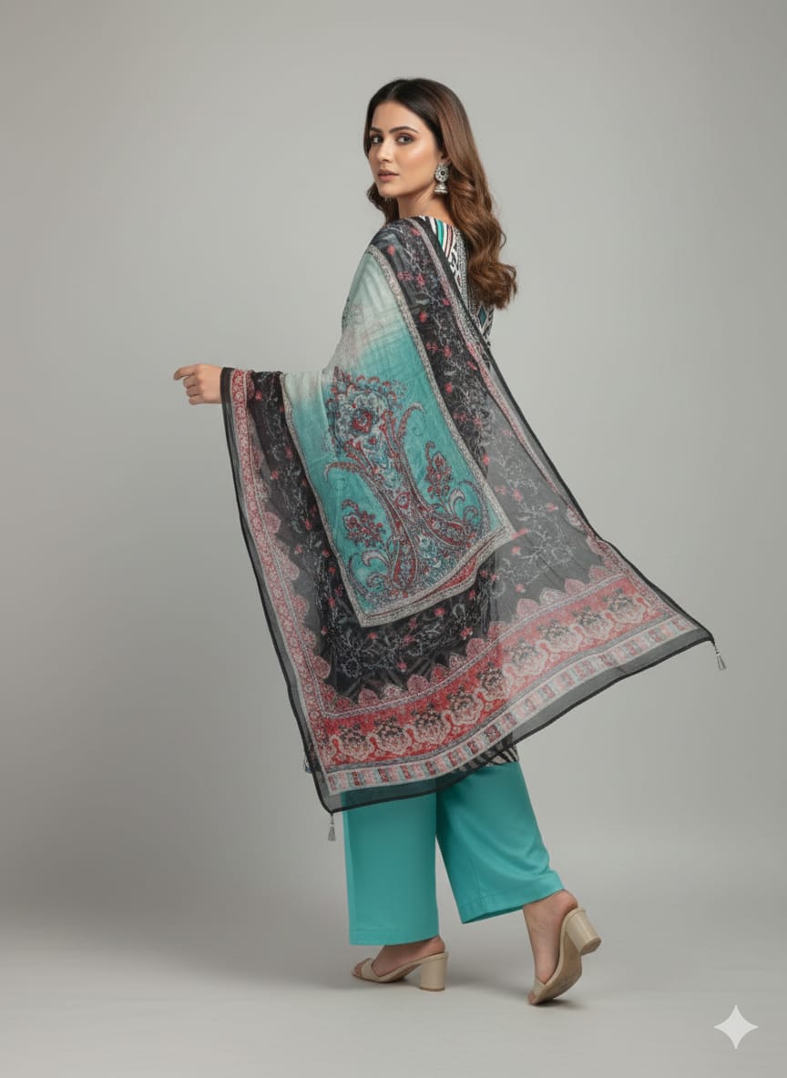 Cotton Suit With Pure Chiffon Dupatta