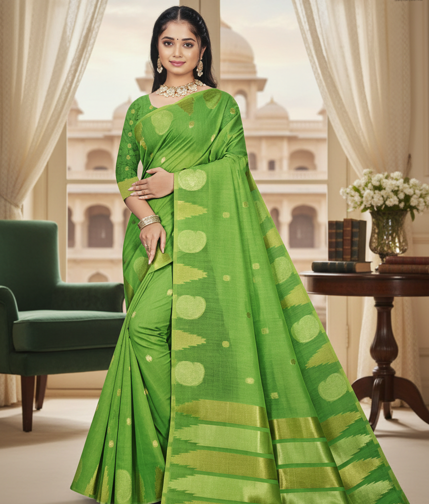 Chanderi Silk Saree with Tissue Borders