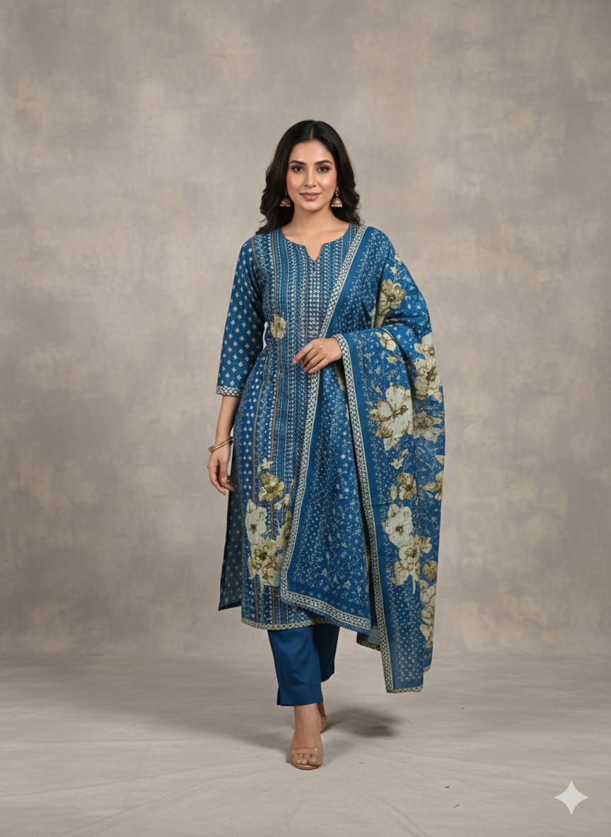 Cotton Suit With handwork highlight