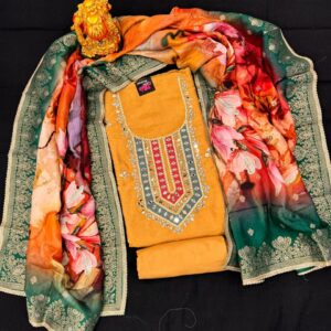 Soft Tissue Shimmer Gota Patti Suit With Silk (digital) Dupatta ,Bottom Soft Silk