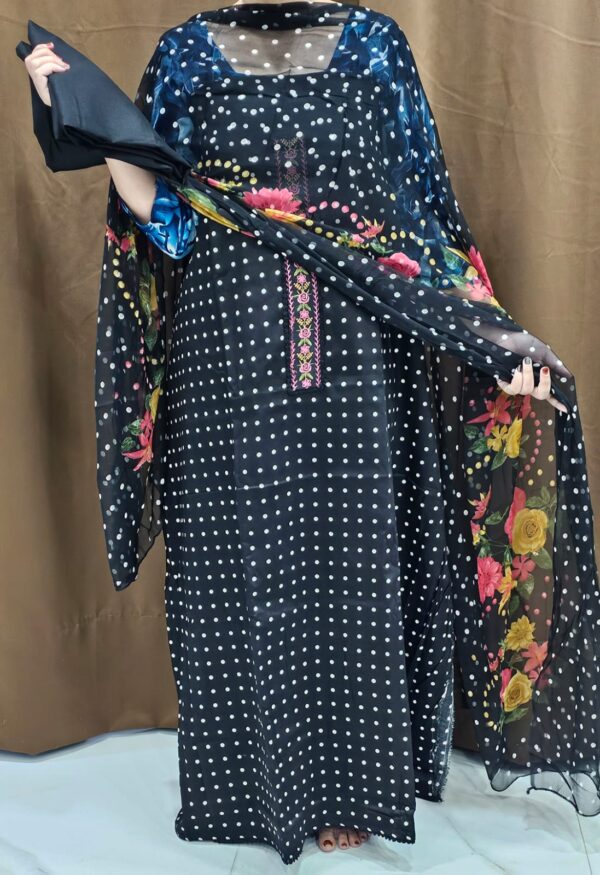 polka cotton suit with chiffon dupatta - Image 2