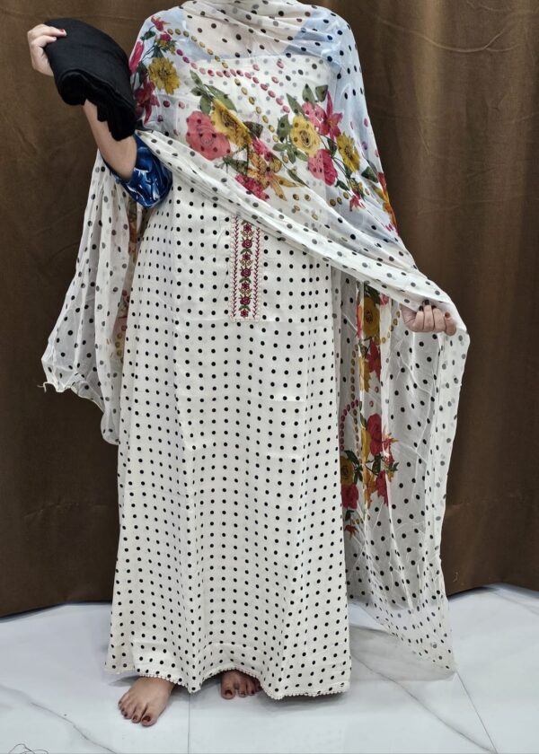 polka cotton suit with chiffon dupatta - Image 3